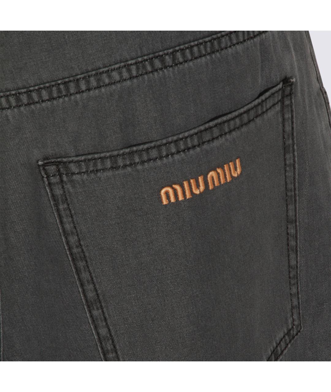MIU MIU Черные хлопковые прямые джинсы, фото 4