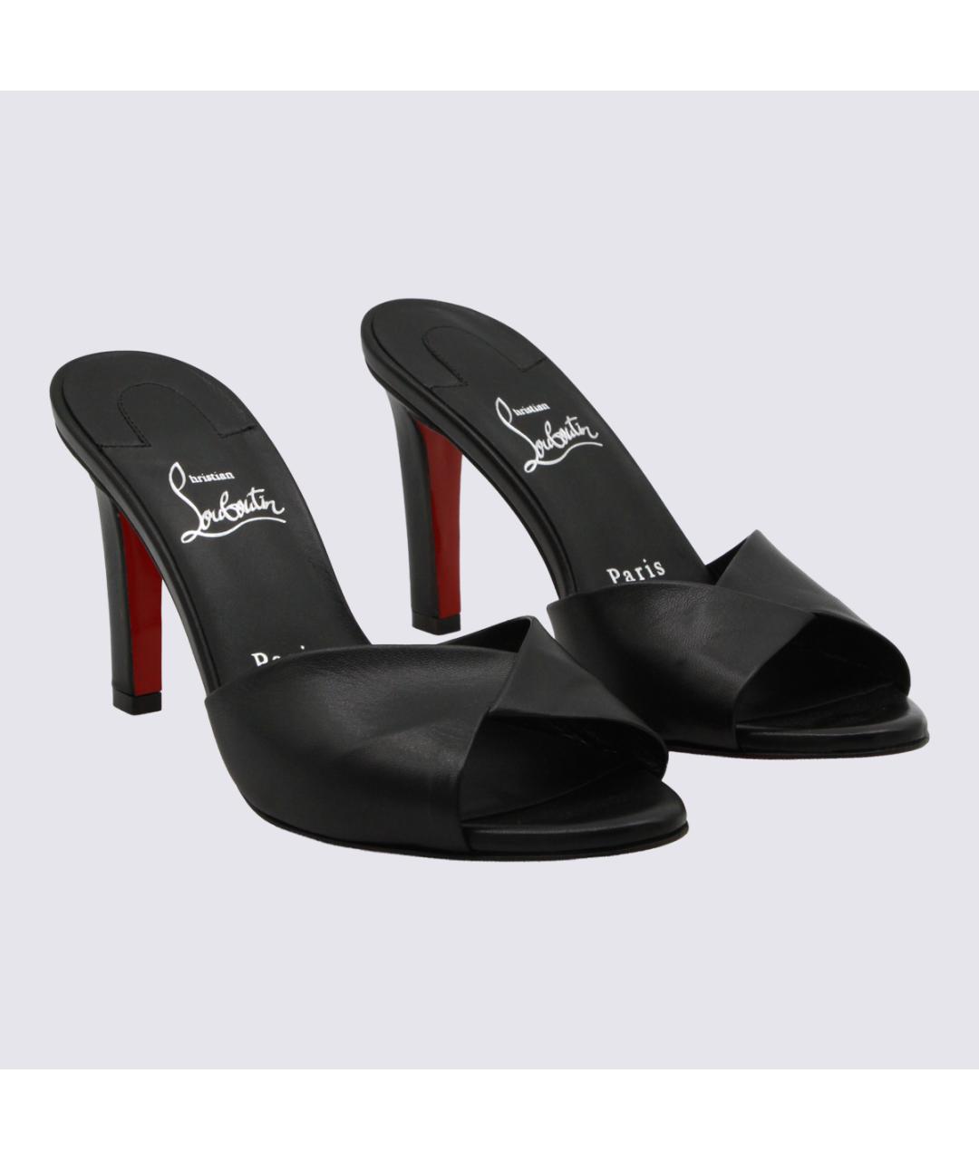 CHRISTIAN LOUBOUTIN Черные кожаные сандалии, фото 2