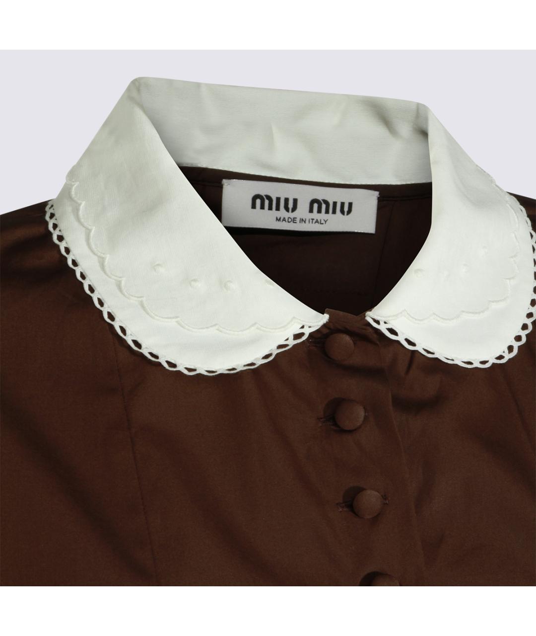 MIU MIU Коричневое хлопковое повседневное платье, фото 3