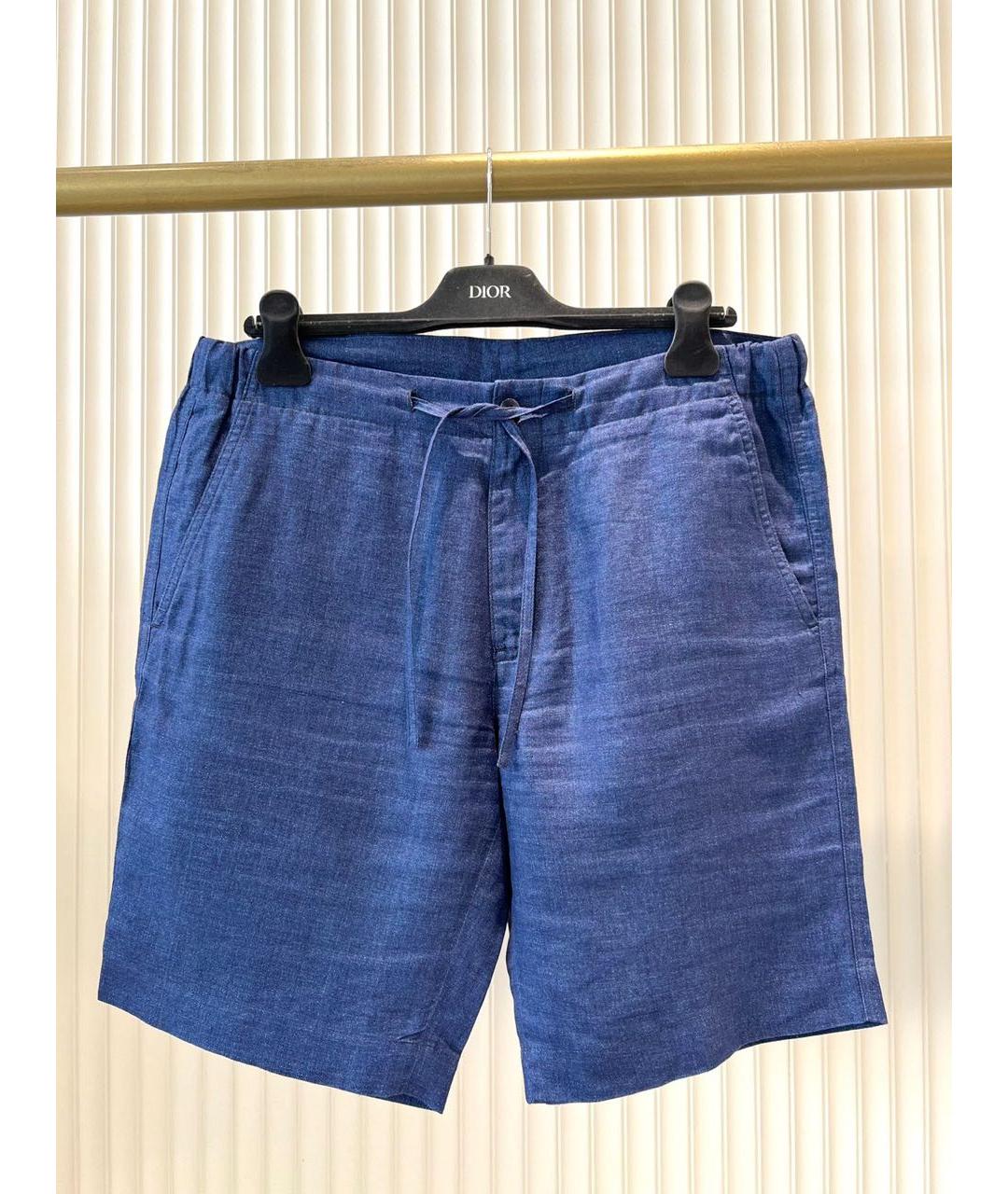 LORO PIANA Синие льняные шорты, фото 10
