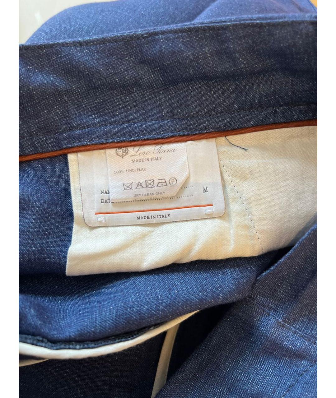 LORO PIANA Синие льняные шорты, фото 8