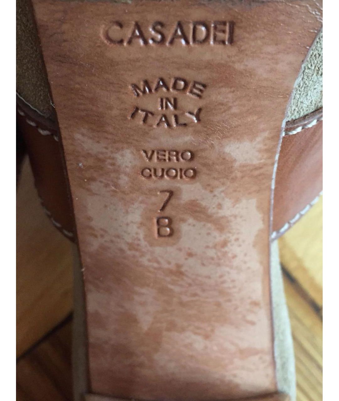 CASADEI Бежевые замшевые сабо, фото 3