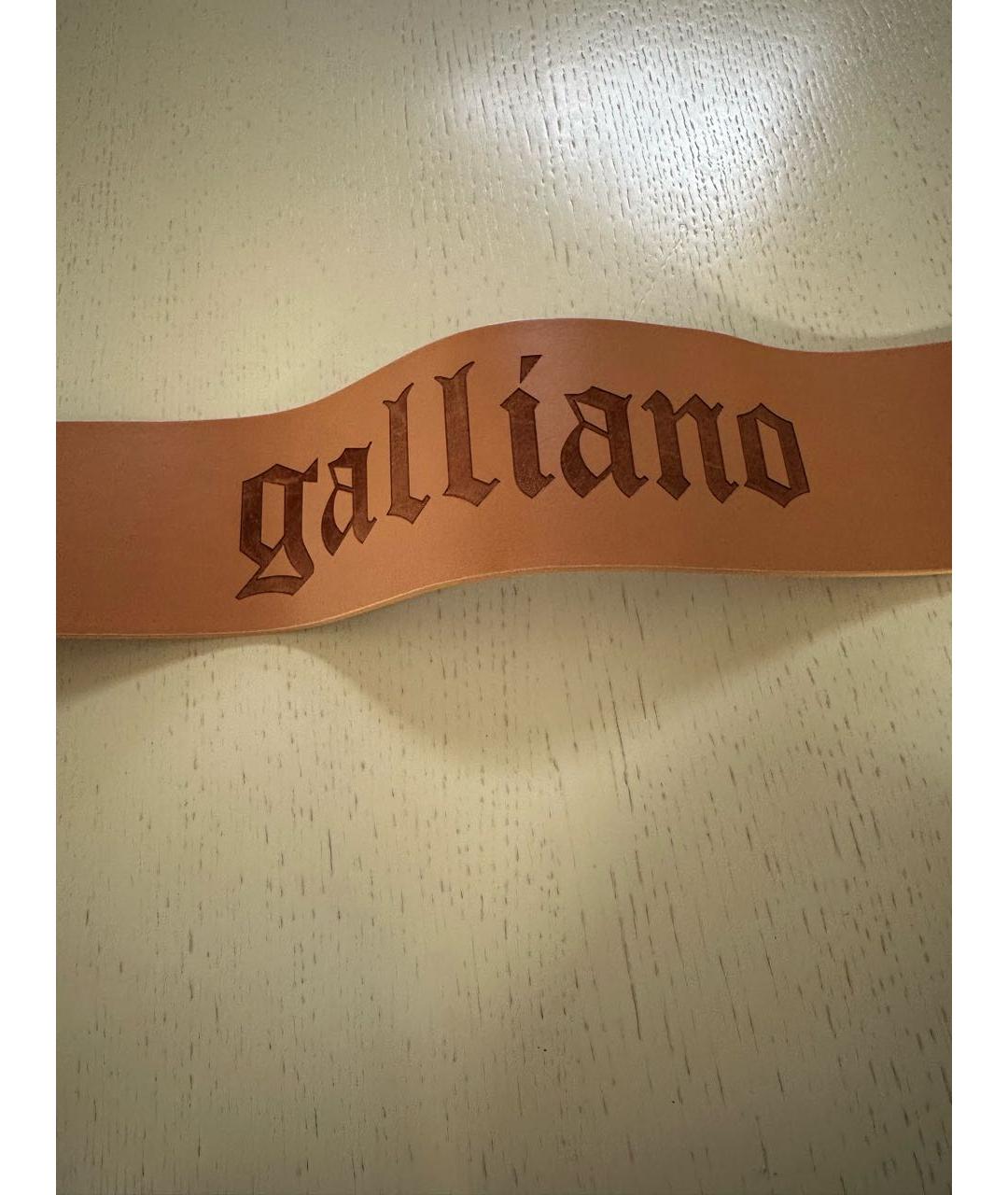 JOHN GALLIANO Горчичный кожаный ремень, фото 4