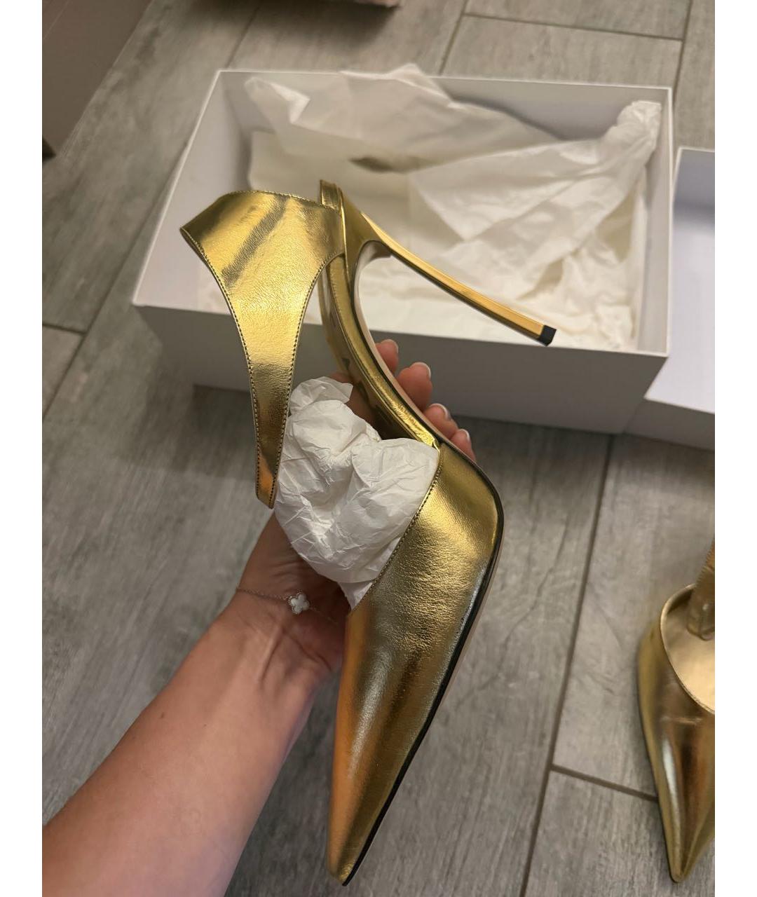 CASADEI Золотые кожаные босоножки, фото 3