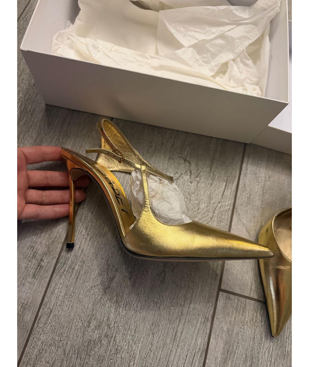 CASADEI Золотые кожаные босоножки, фото 8