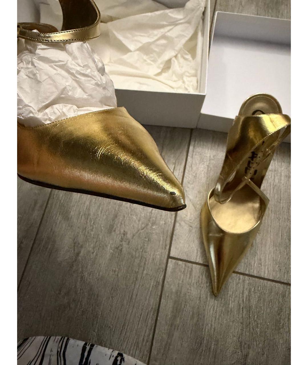 CASADEI Золотые кожаные босоножки, фото 6