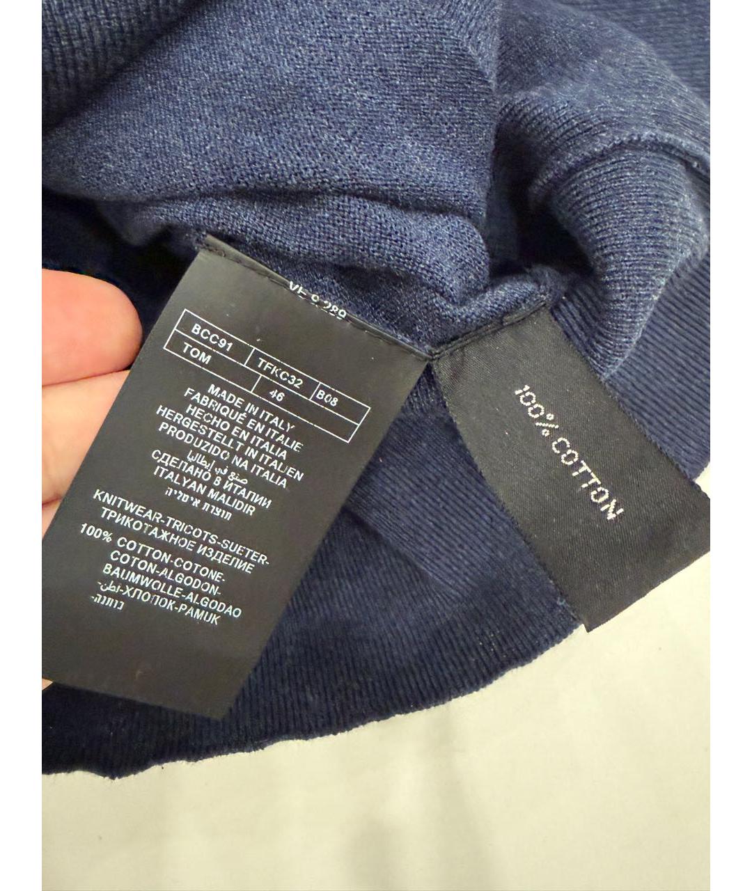TOM FORD Темно-синее хлопковое поло с коротким рукавом, фото 4