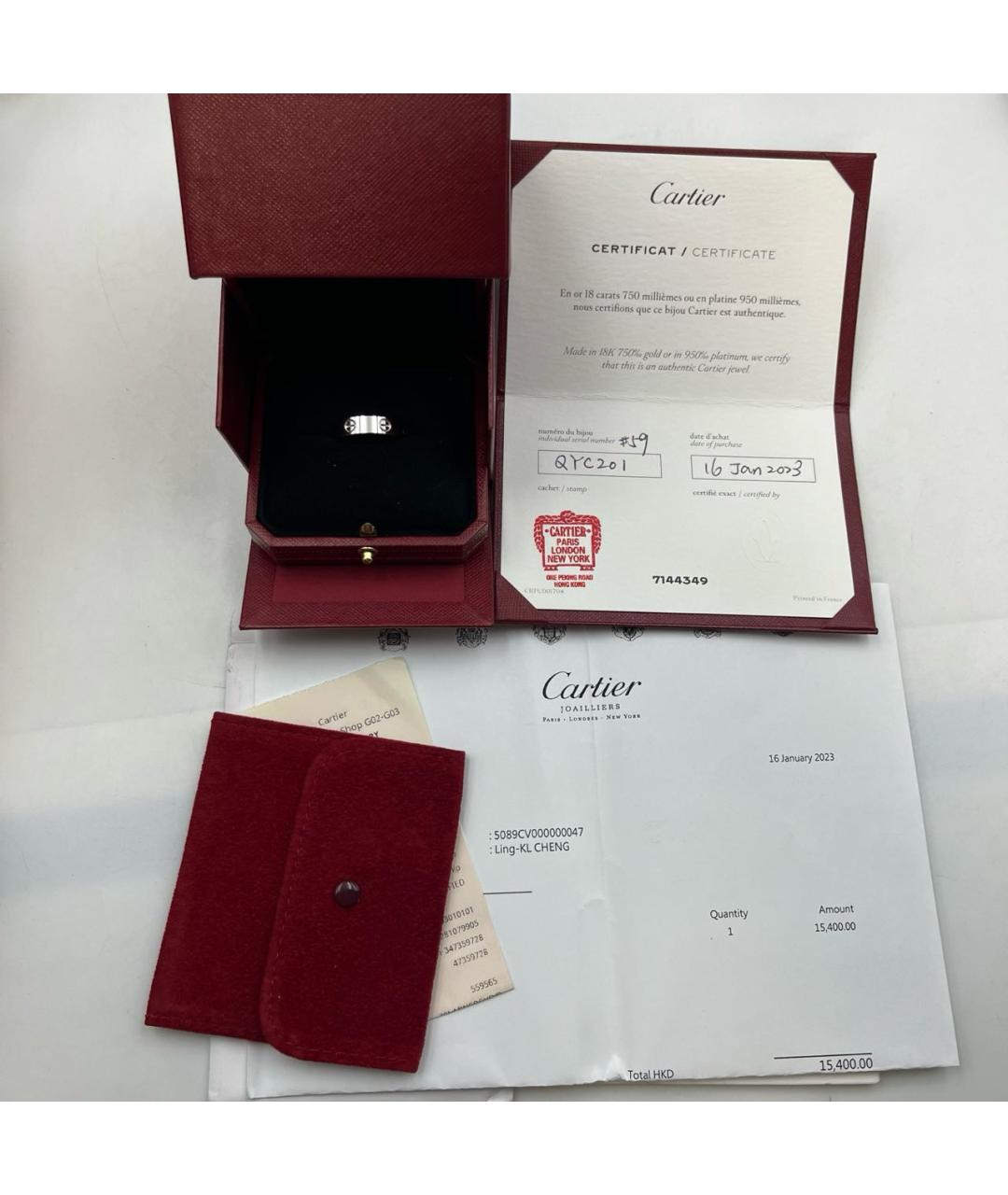 CARTIER Серебряное кольцо из белого золота, фото 2