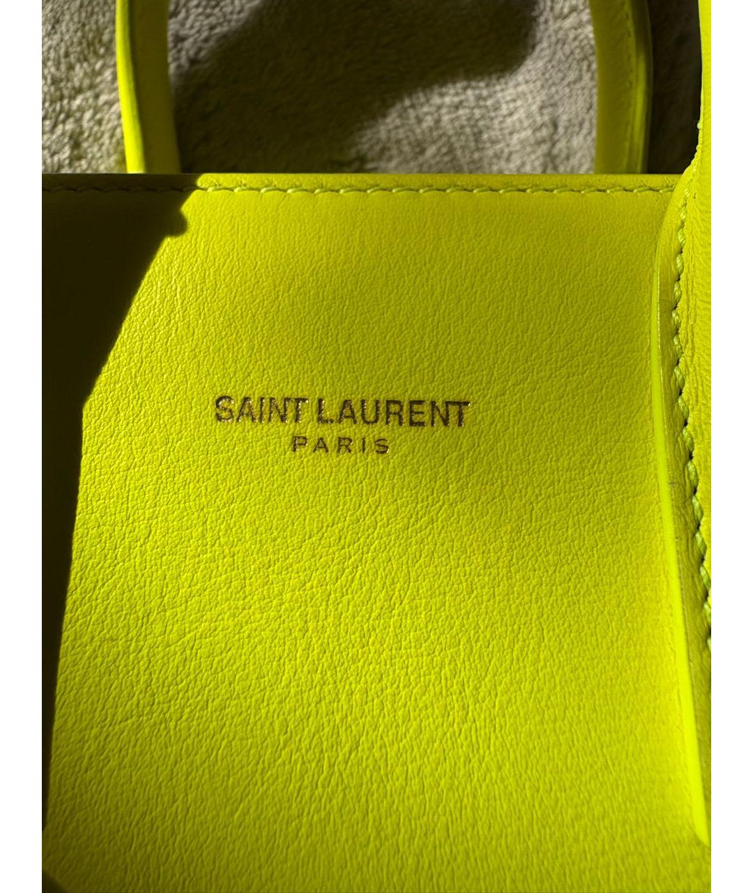 SAINT LAURENT Желтая кожаная сумка через плечо, фото 4