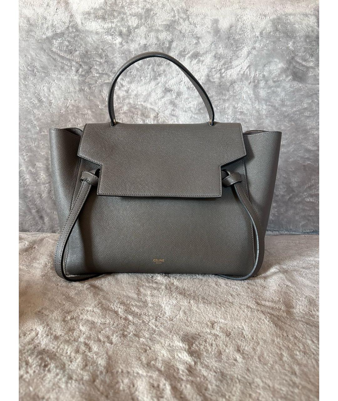 CELINE Антрацитовая кожаная сумка с короткими ручками, фото 2