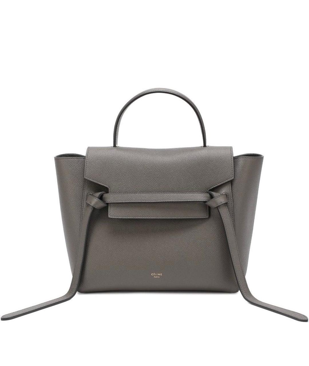 CELINE Антрацитовая кожаная сумка с короткими ручками, фото 1