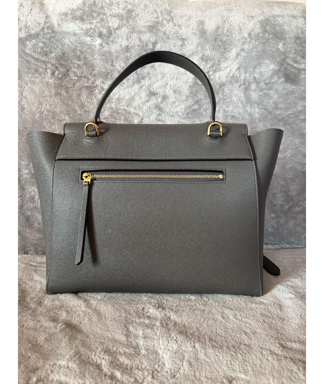 CELINE Антрацитовая кожаная сумка с короткими ручками, фото 3