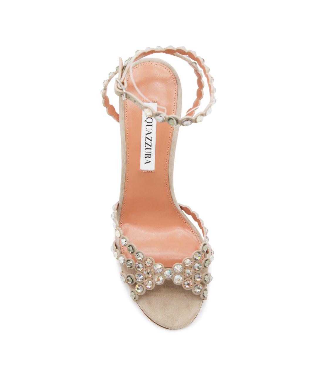AQUAZZURA Бежевые замшевые босоножки, фото 4