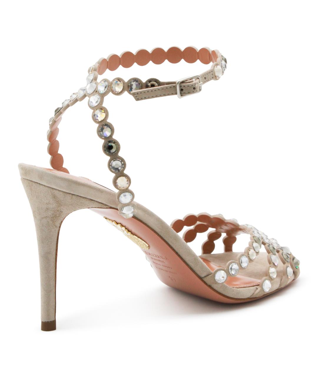 AQUAZZURA Бежевые замшевые босоножки, фото 3