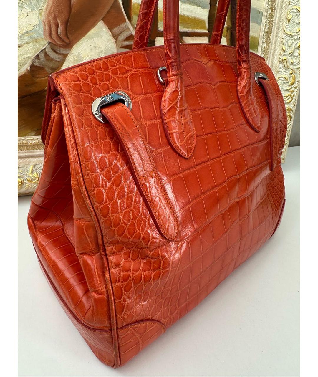 RALPH LAUREN Оранжевая кожаная сумка тоут, фото 2