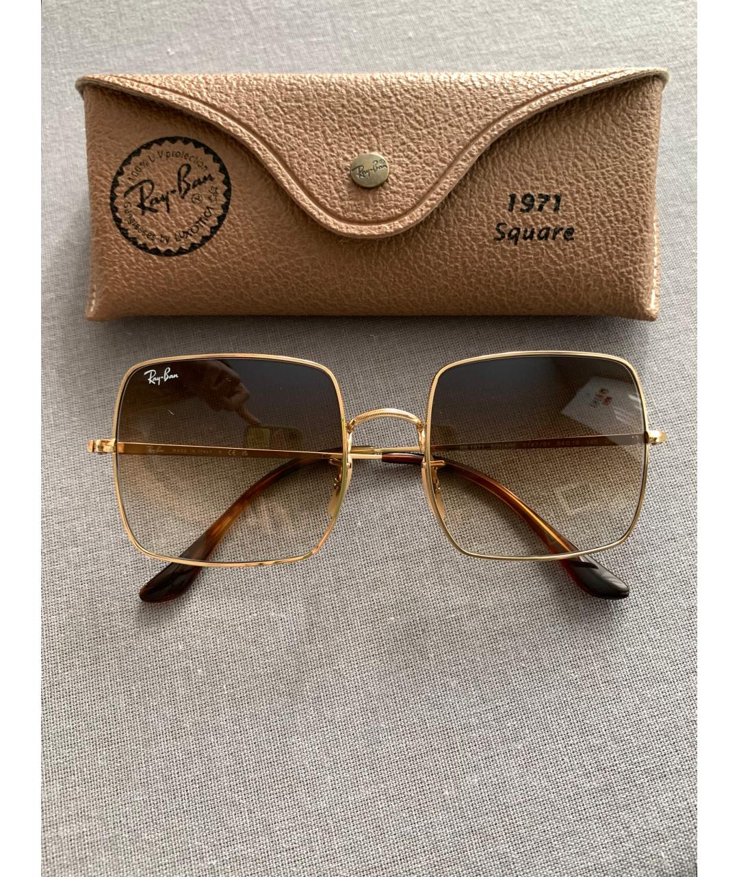 RAY BAN Коричневые металлические солнцезащитные очки, фото 5