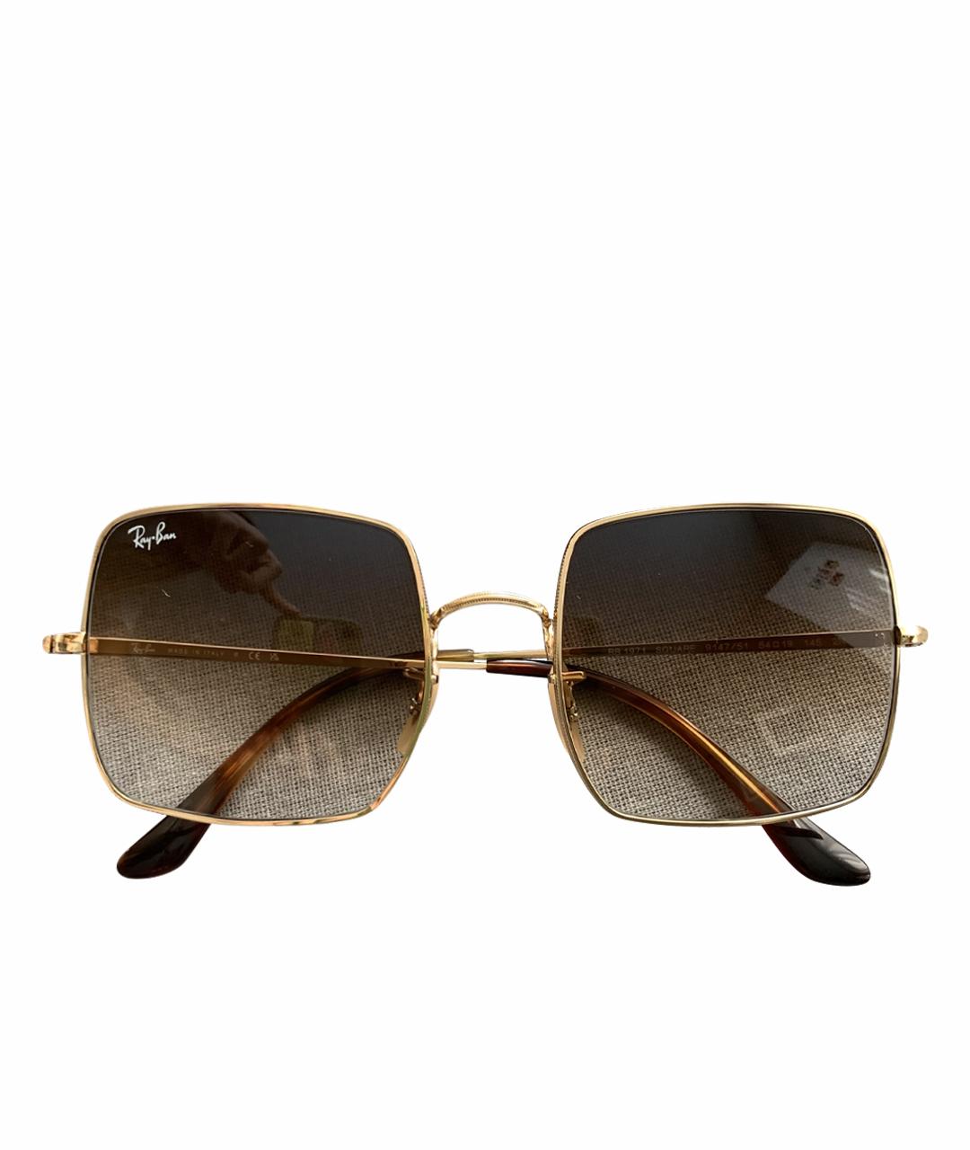 RAY BAN Коричневые металлические солнцезащитные очки, фото 1