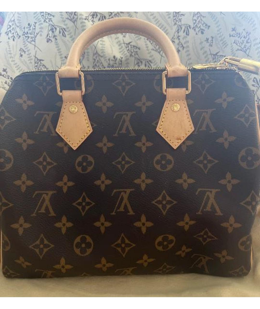 LOUIS VUITTON Коричневая кожаная сумка с короткими ручками, фото 3