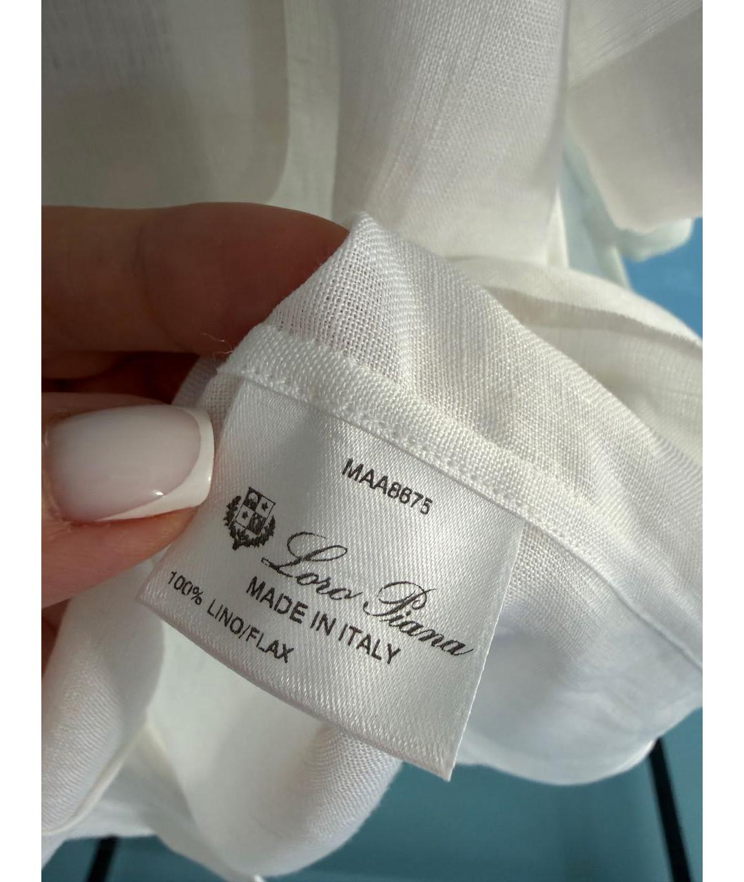 LORO PIANA Белая льняная кэжуал рубашка, фото 6