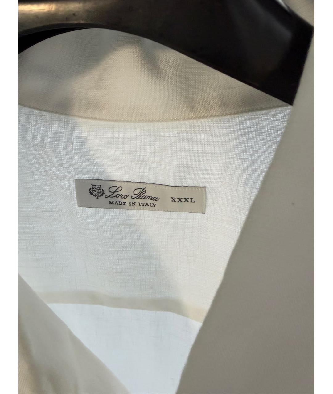LORO PIANA Белая льняная кэжуал рубашка, фото 3