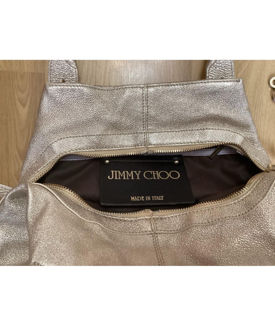 JIMMY CHOO Серебряная кожаная сумка тоут, фото 4