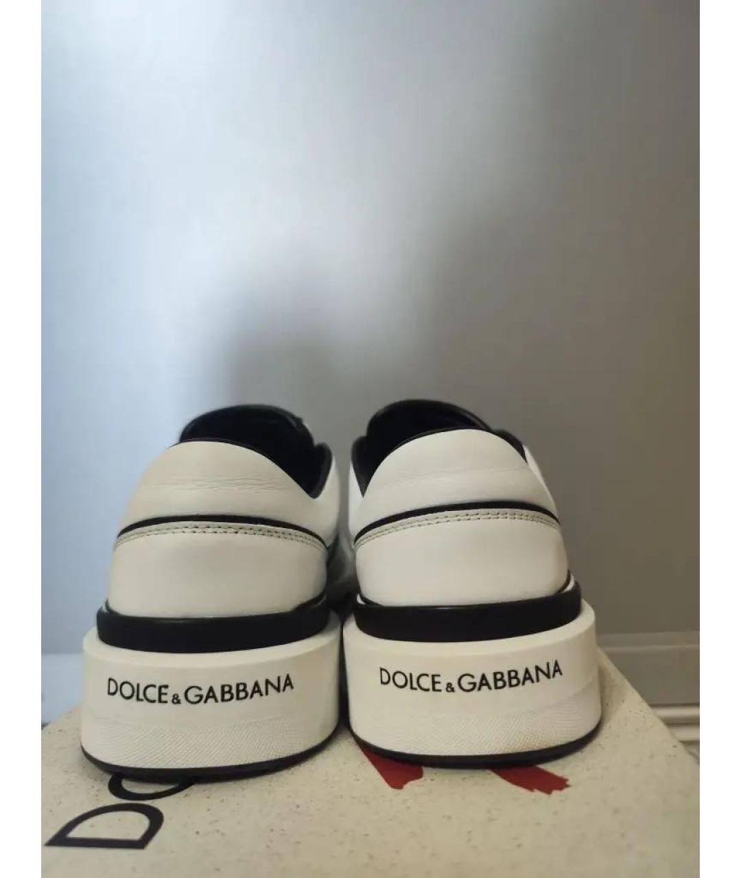 DOLCE&GABBANA Белые кожаные кеды, фото 4