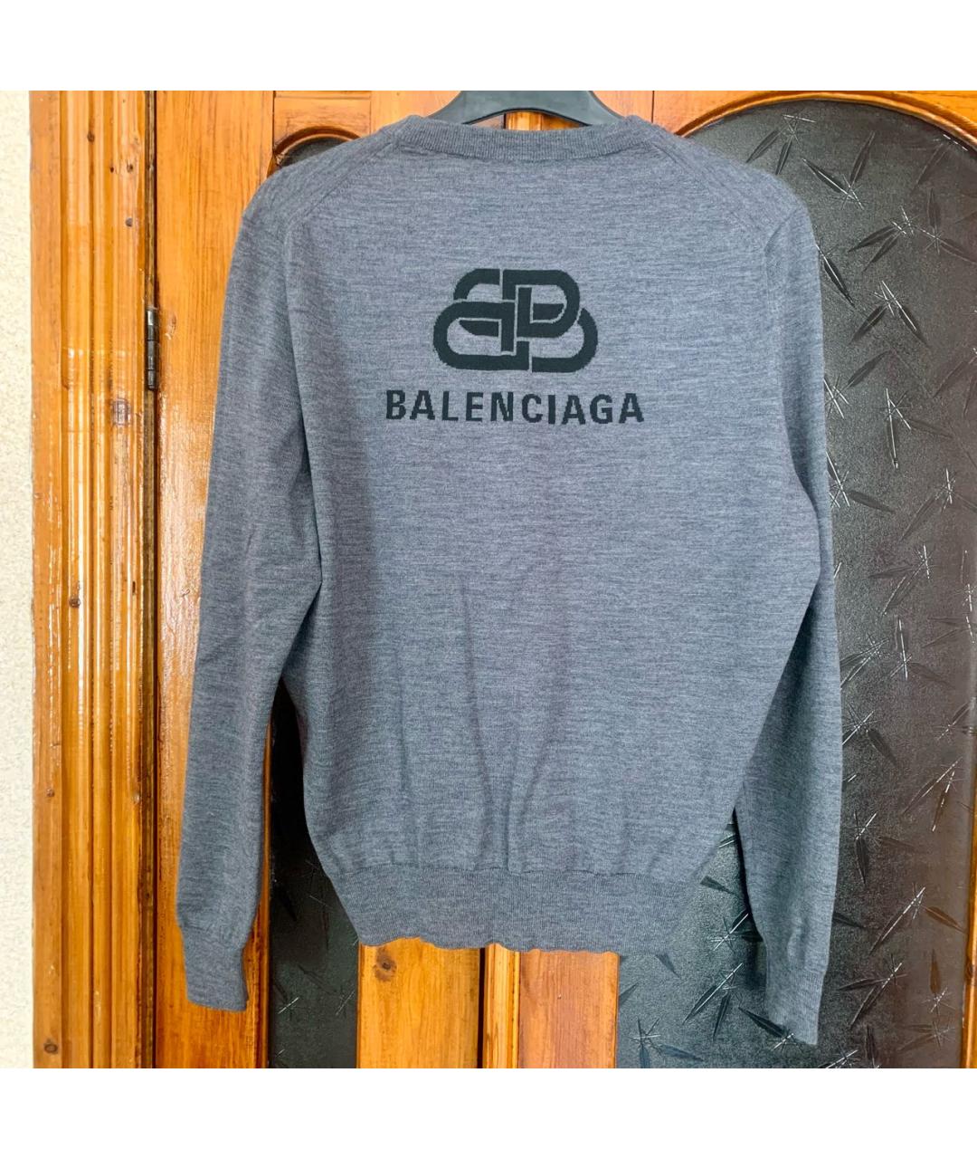 BALENCIAGA Серый шерстяной джемпер / свитер, фото 2