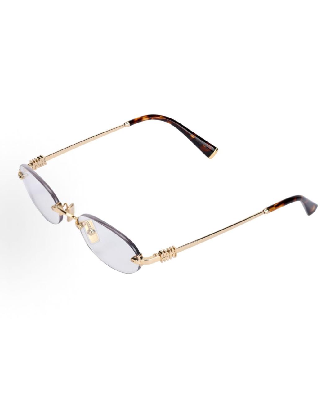 MIU MIU Золотые металлические солнцезащитные очки, фото 2