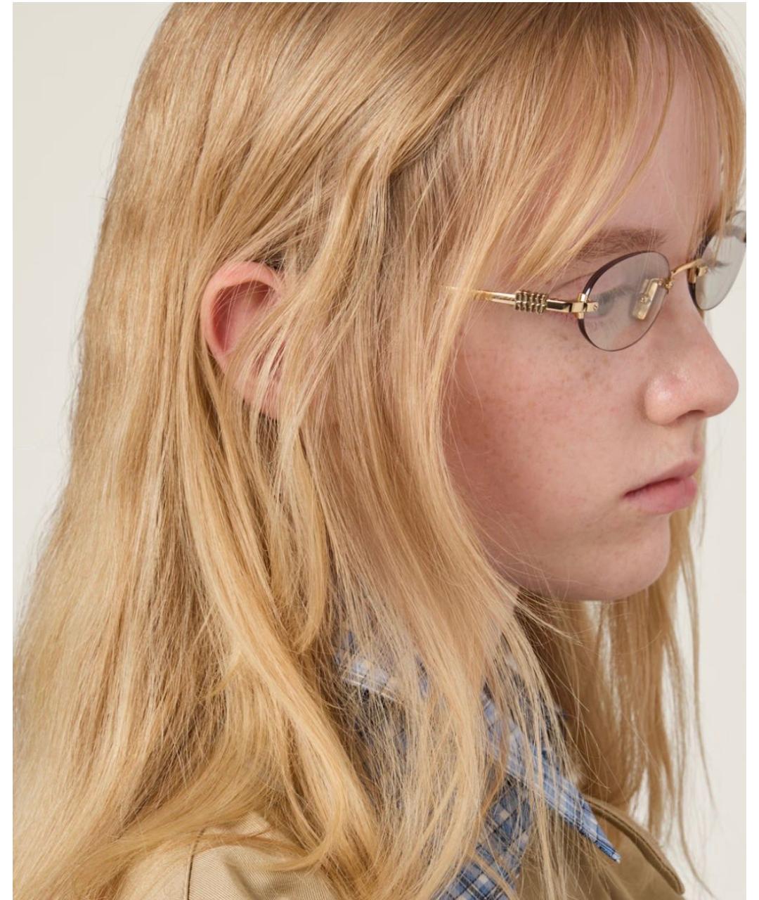 MIU MIU Золотые металлические солнцезащитные очки, фото 8
