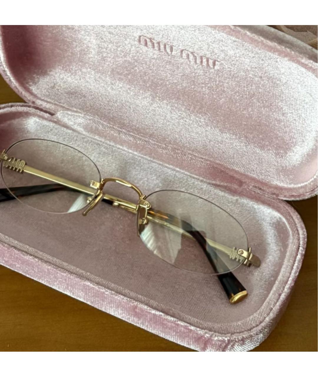 MIU MIU Золотые металлические солнцезащитные очки, фото 3