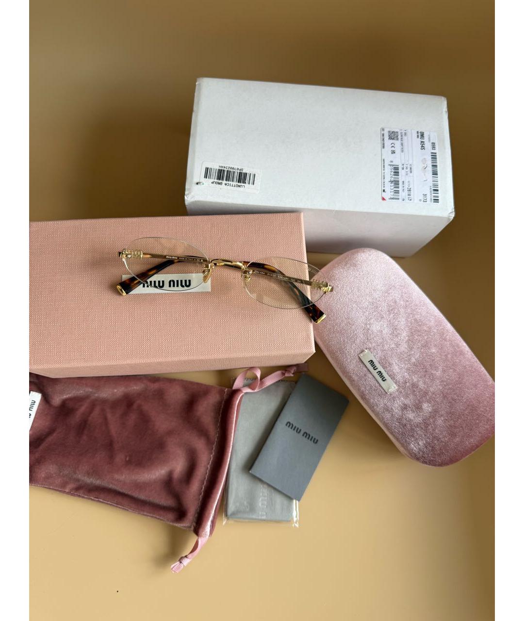MIU MIU Золотые металлические солнцезащитные очки, фото 5