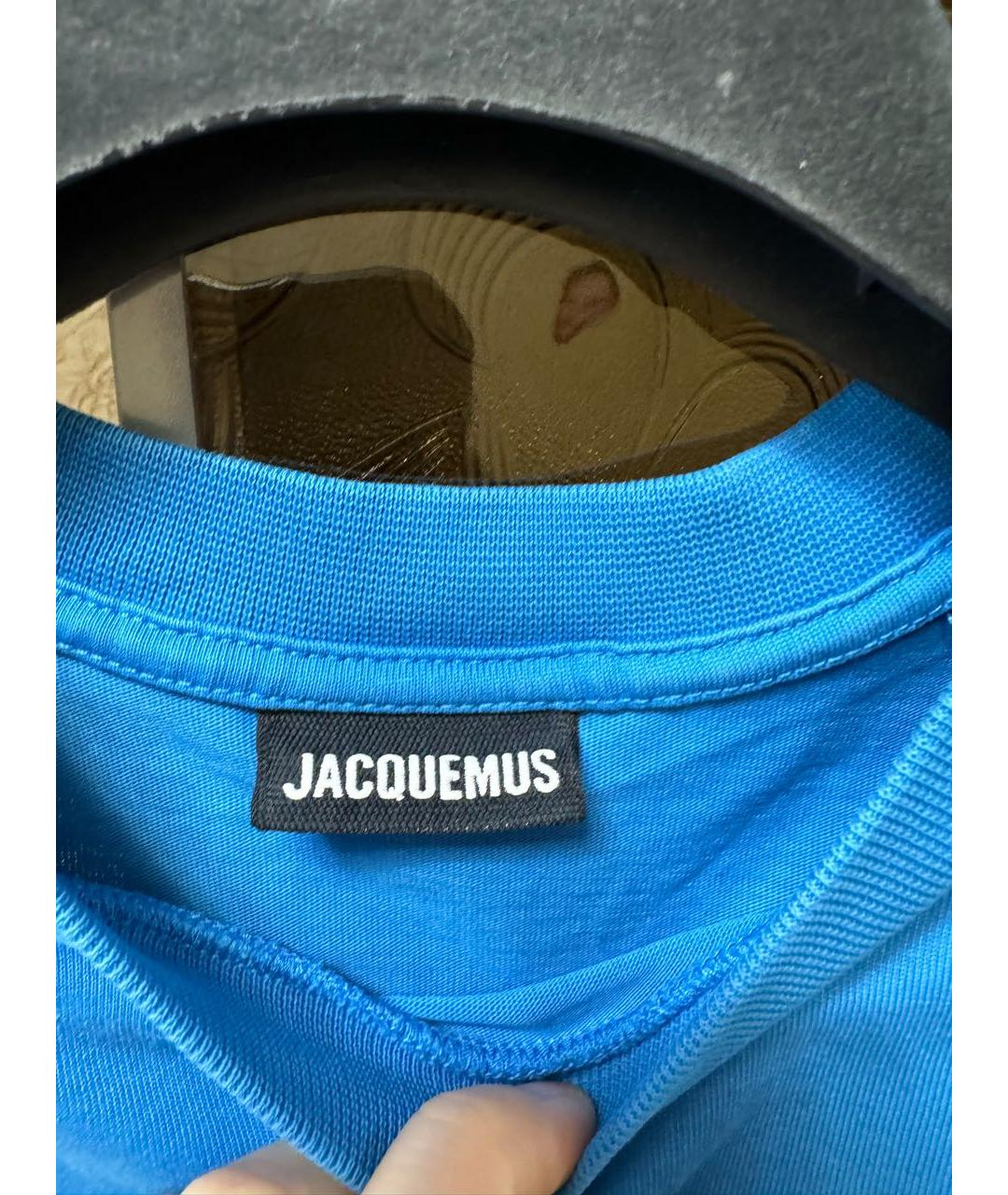 JACQUEMUS Бирюзовая шелковая футболка, фото 3