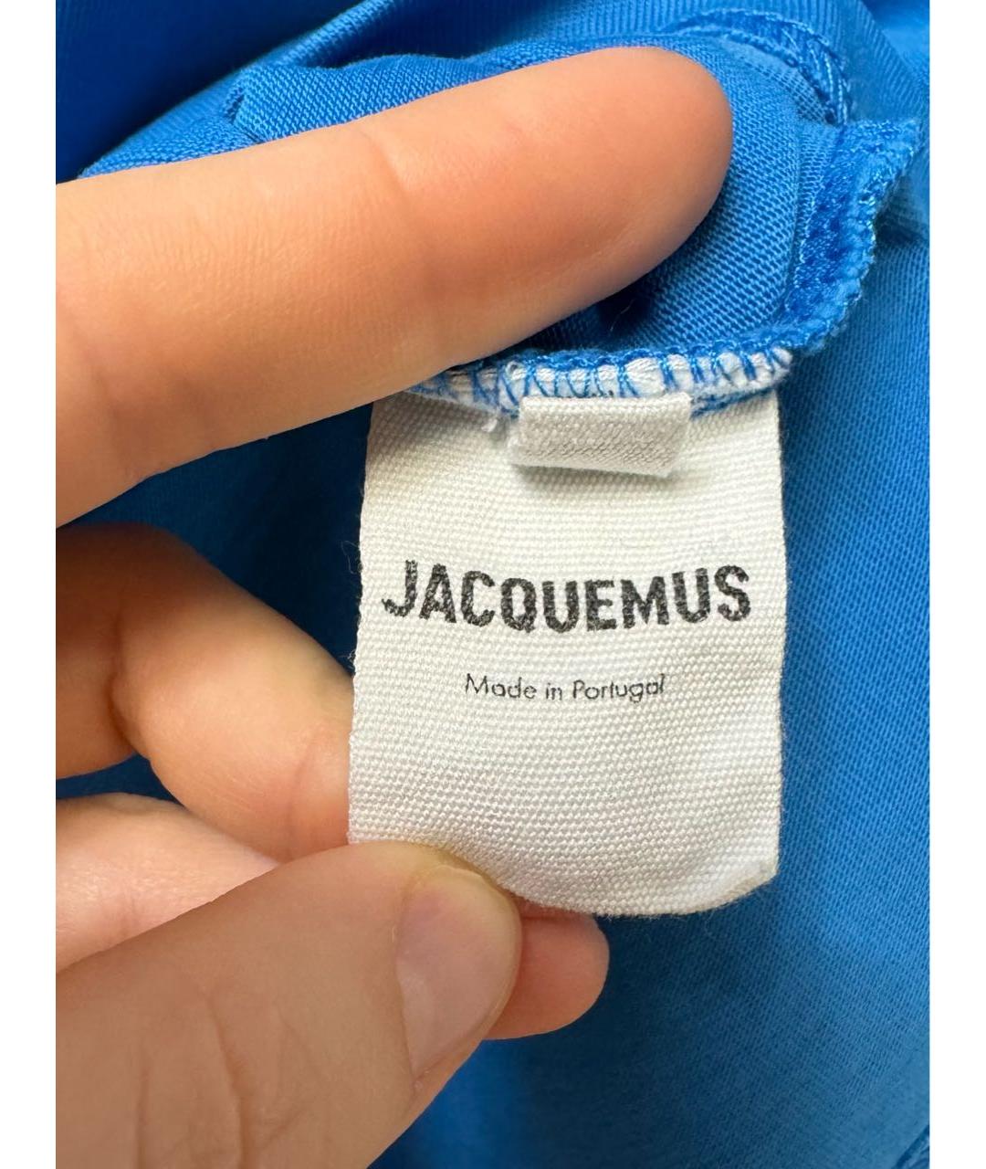 JACQUEMUS Бирюзовая шелковая футболка, фото 4