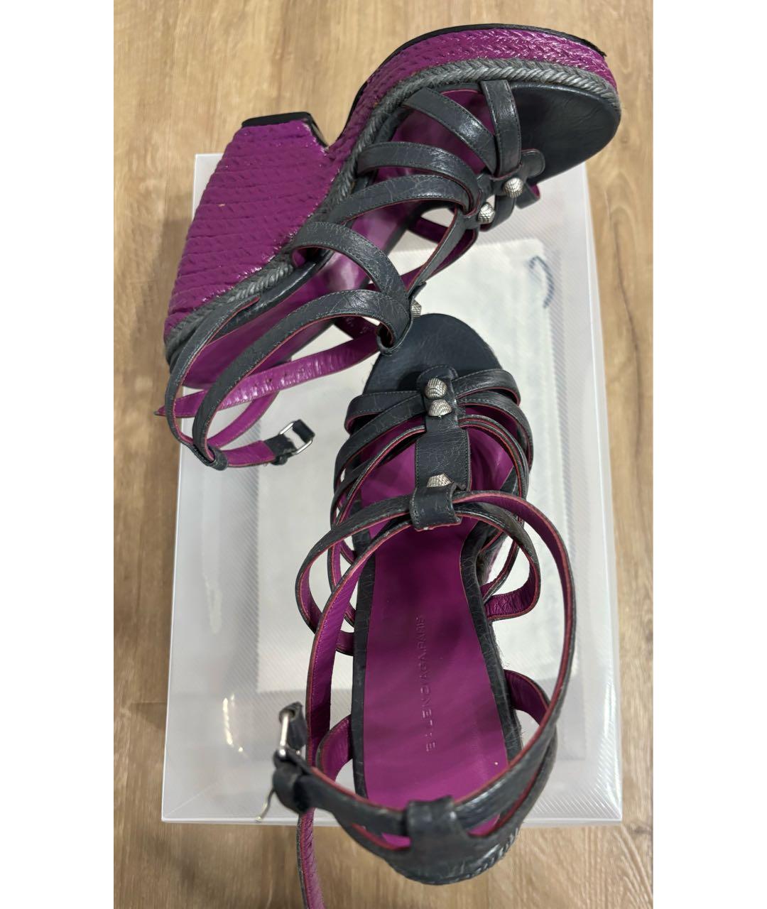 BALENCIAGA Антрацитовые кожаные босоножки, фото 6