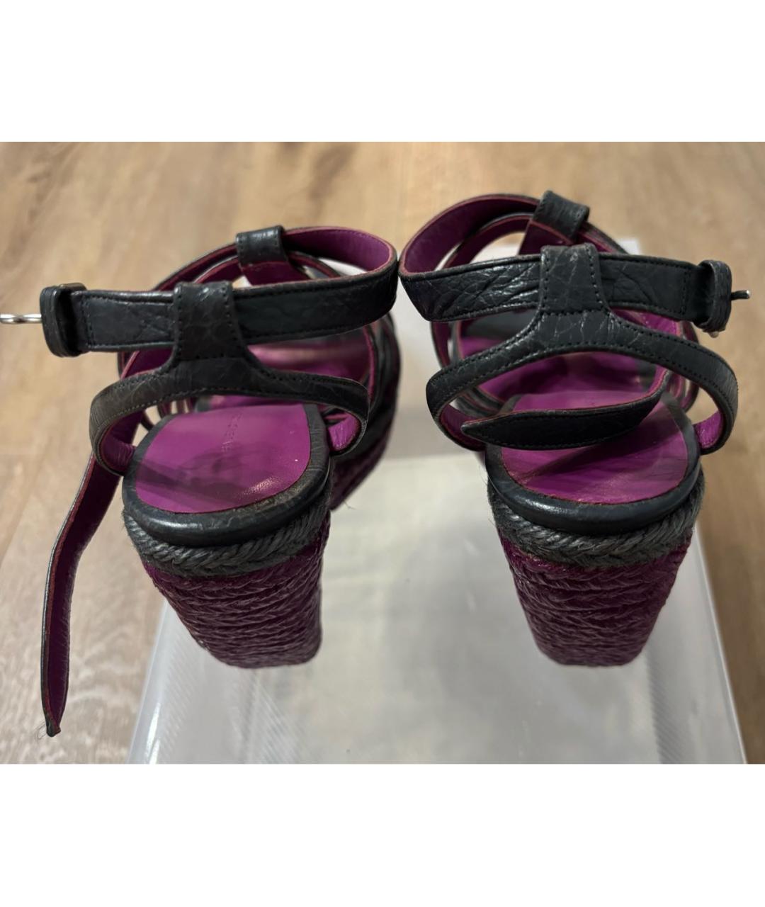 BALENCIAGA Антрацитовые кожаные босоножки, фото 3
