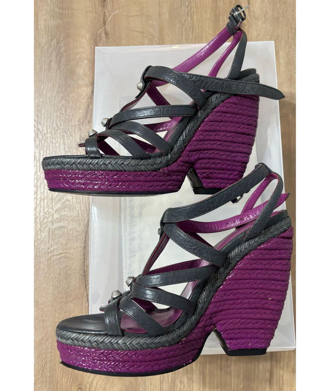 BALENCIAGA Антрацитовые кожаные босоножки, фото 7