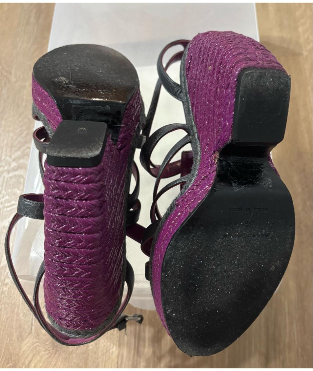 BALENCIAGA Антрацитовые кожаные босоножки, фото 4