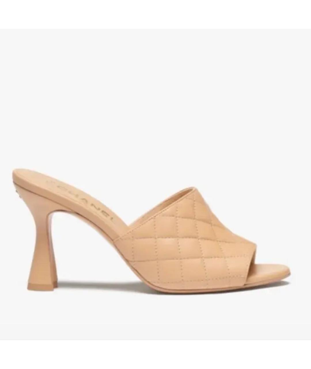 CHANEL Бежевые кожаные мюли, фото 2