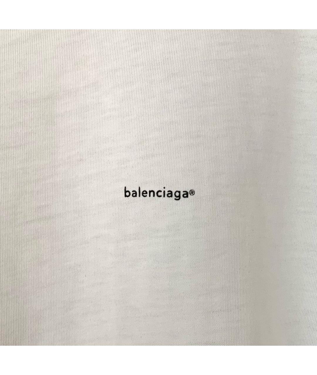 BALENCIAGA Белая хлопковая футболка, фото 4