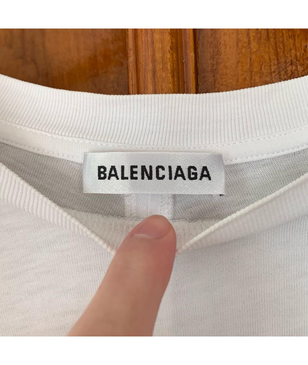 BALENCIAGA Белая хлопковая футболка, фото 3