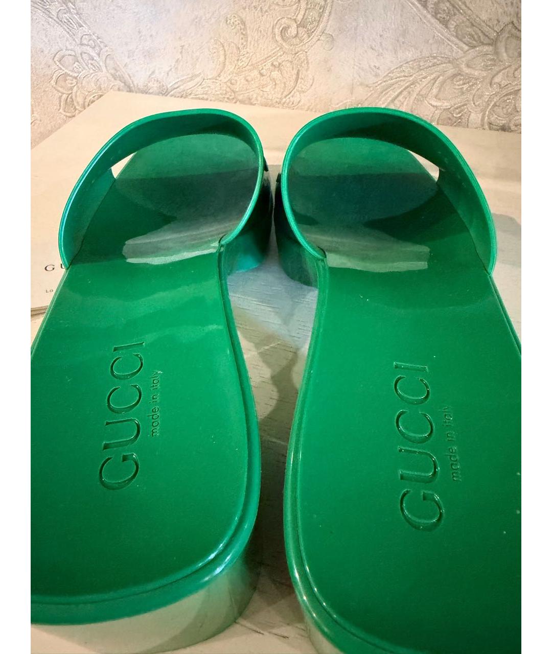 GUCCI Зеленые резиновые сабо, фото 4