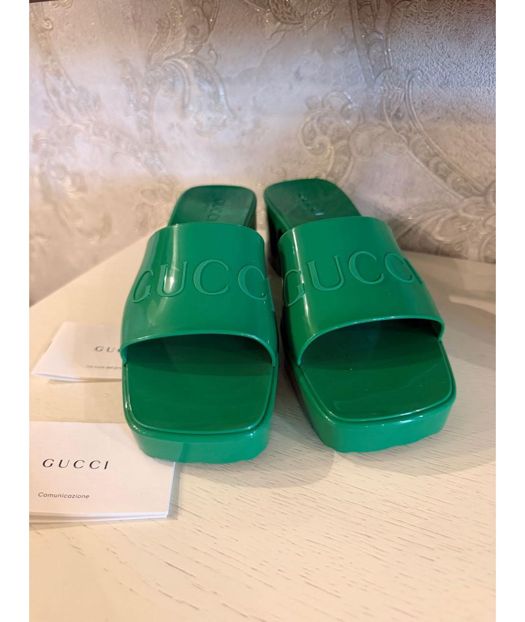 GUCCI Зеленые резиновые сабо, фото 2