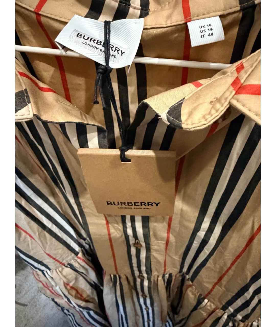BURBERRY Бежевое хлопковое повседневное платье, фото 3