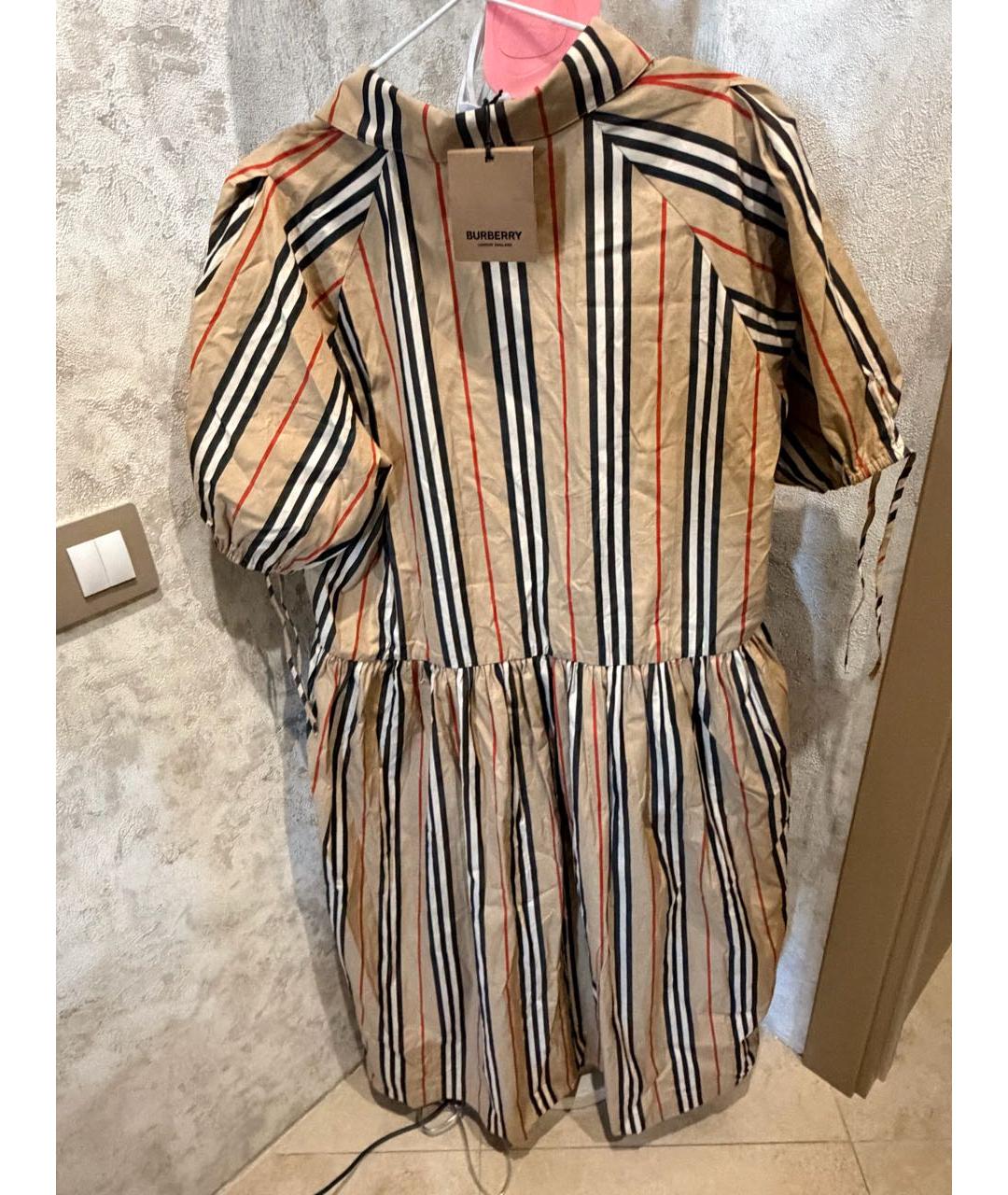 BURBERRY Бежевое хлопковое повседневное платье, фото 2