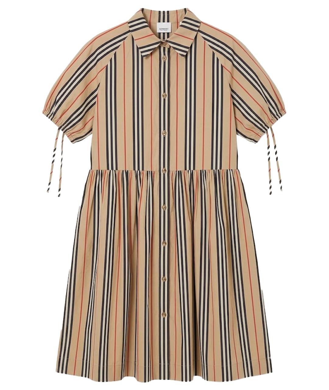 BURBERRY Бежевое хлопковое повседневное платье, фото 1