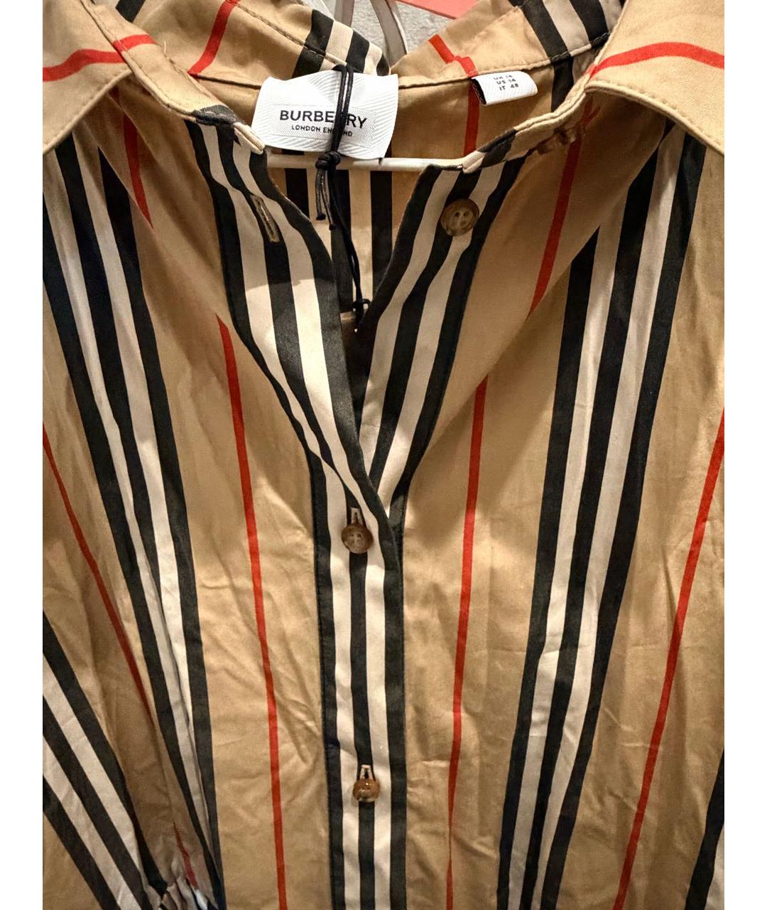 BURBERRY Бежевое хлопковое повседневное платье, фото 4