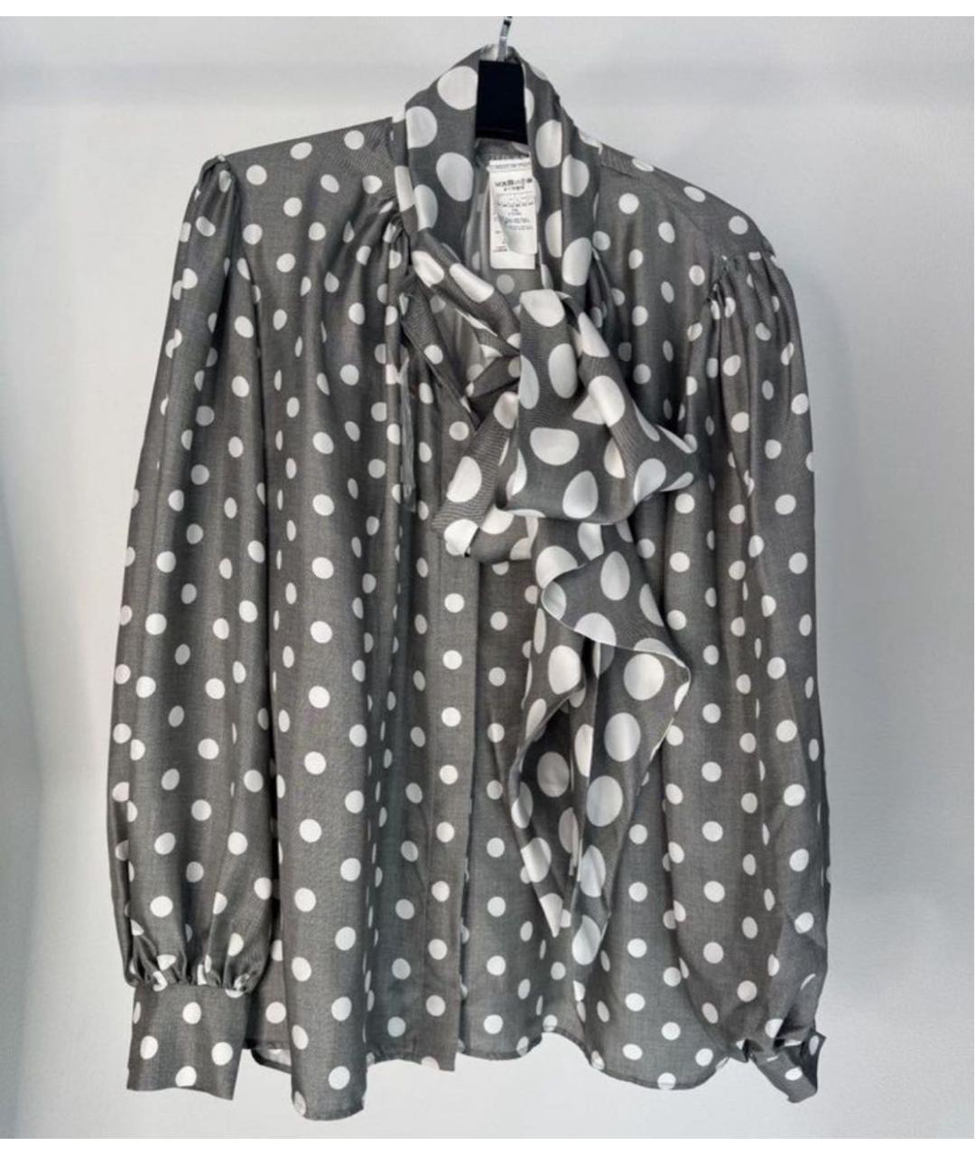 MAX MARA Серая шелковая блузы, фото 9