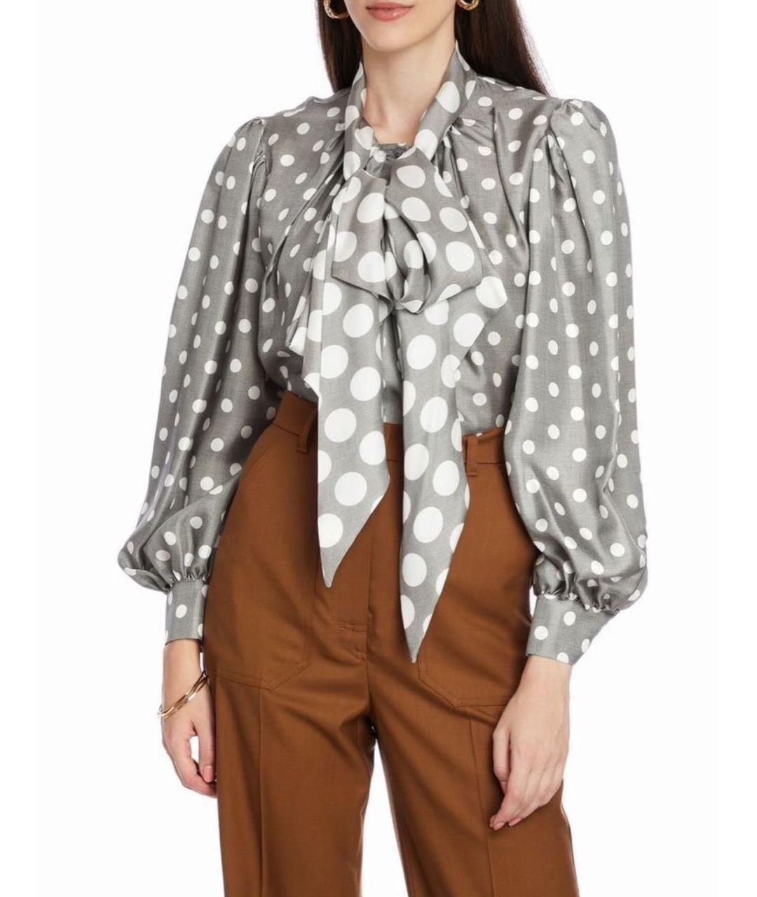 MAX MARA Серая шелковая блузы, фото 7