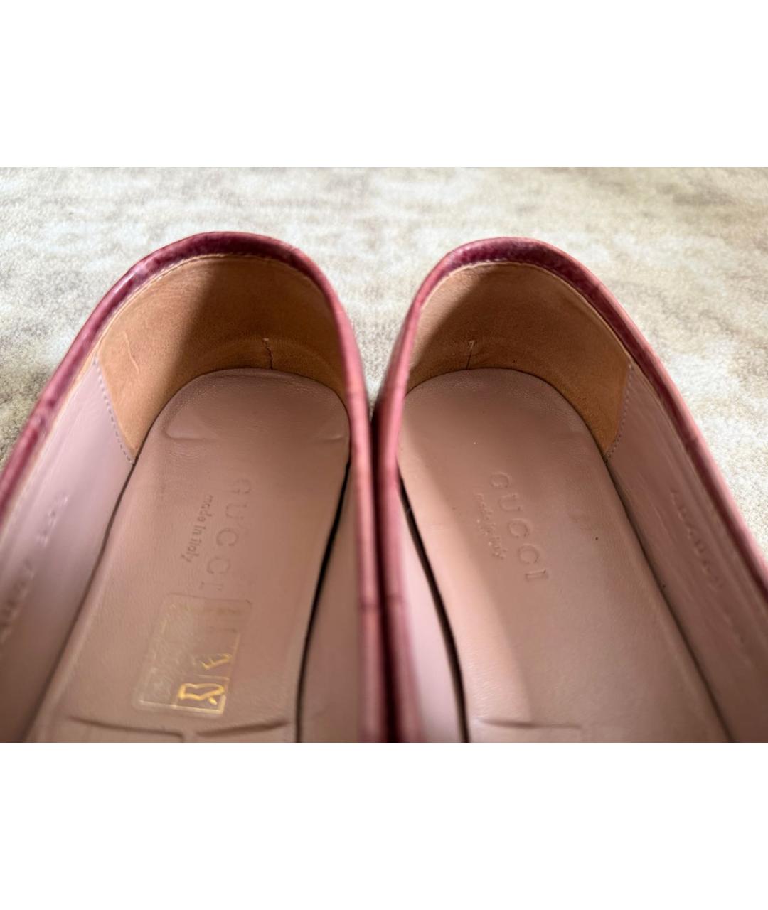 GUCCI Розовые кожаные лоферы, фото 7