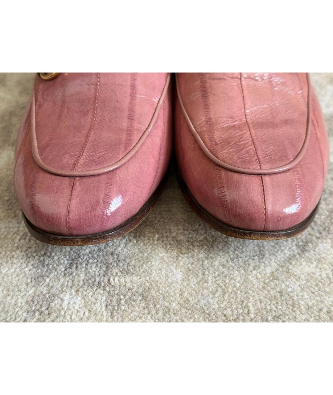 GUCCI Розовые кожаные лоферы, фото 6